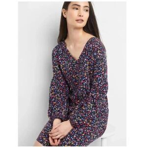 GAP | NWT Navy Floral Swing Dress w/ Pockets and drop puff sleeve | XS